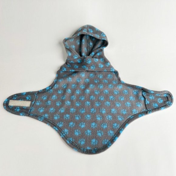 Luv-a-Pet Gray & Blue Paw Print Fleece Pullover Dog Hoodie Medium - Picture 5 of 6
